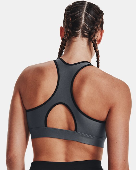 Women's HeatGear® Mid Padless Sports Bra in Gray image number 5